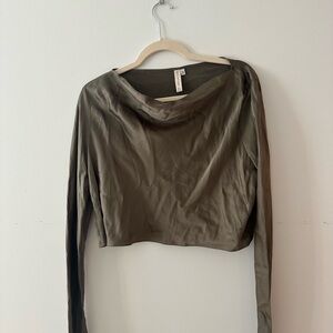 Bec & Bridge silk long sleeve cropped top